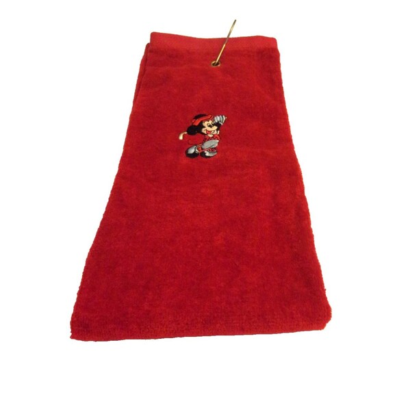 Mickey Mouse Red Golf Towel Disney Royal Family Cannon Hook 25.5 X 16  USA - Picture 2 of 4